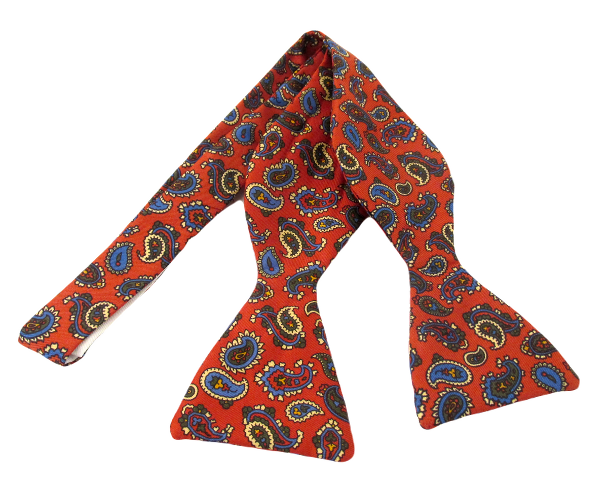 Red Multi Paisley Printed Silk Self Tie Bow Tie By Van Buck Bow Tie Van Buck Bow Tie Van 