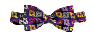 Limited Edition Purple Squares Silk Bow Tie by Van Buck