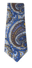 Sky Blue Large Detailed Paisley English Printed Silk Tie by Van Buck