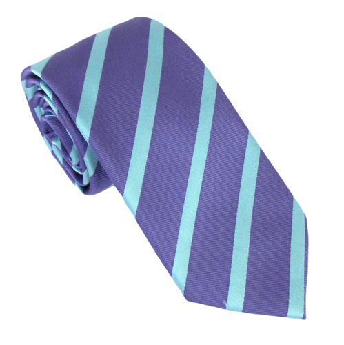 Purple With Teal Striped Silk Tie