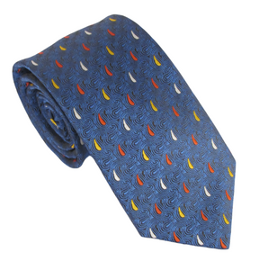 Blue Multi Swirl Paisley Patterned Tie by Van Buck