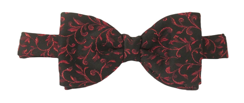 Black & Red Vine Lurex Bow Tie by Van Buck