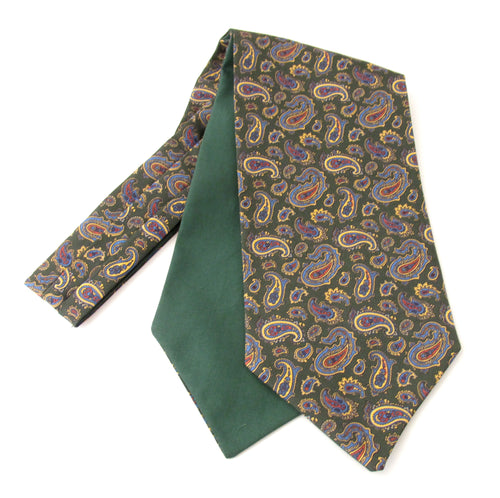 Green Classic Paisley Silk Cravat by Van Buck