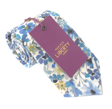 Dreams of Summer Blue Cotton Tie Made with Liberty Fabric
