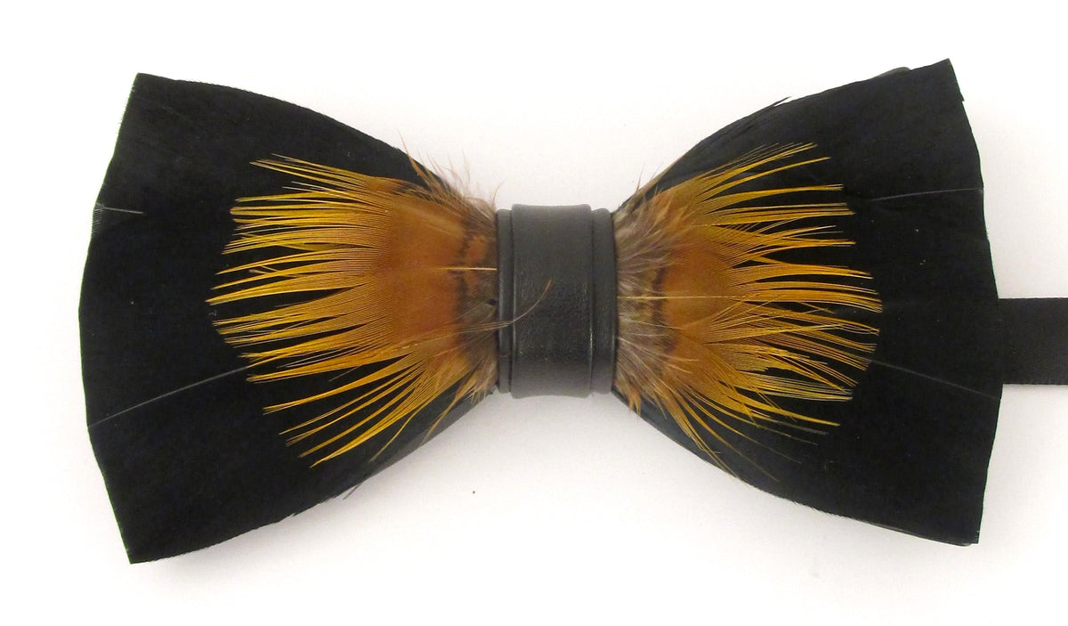 Feather Bow Tie Set: Black And Blue Lapel Pin, Dapper Wedding Accessory - UK