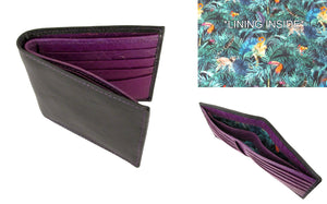 Black Leather RFID Wallet Trimmed With Tou Can Hide Liberty Fabric