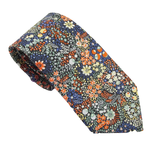 Elderberry Cotton Tie Made with Liberty Fabric