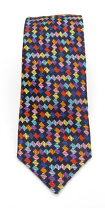 Van Buck Limited Edition Navy Multicoloured Small Blocks Silk Tie