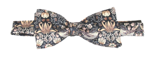 Strawberry Thief Silver Grey Silk Bow Tie Made with Liberty Fabric