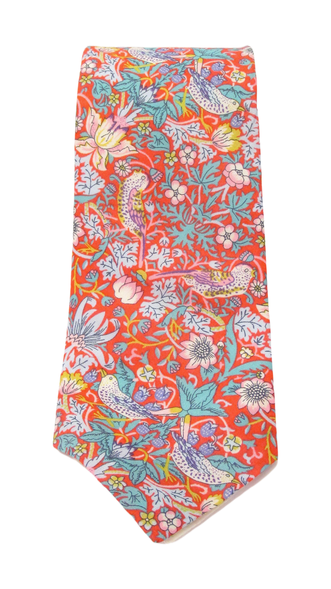 Strawberry Thief Red Cotton Tie Made with Liberty Fabric Liberty