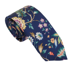 Eva Belle Navy Silk Tie Made with Liberty Fabric