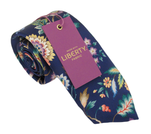Eva Belle Navy Silk Tie Made with Liberty Fabric