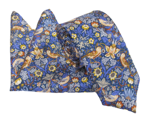 Strawberry Thief Royal Blue Silk Tie & Pocket Square Set Made with Liberty Fabric