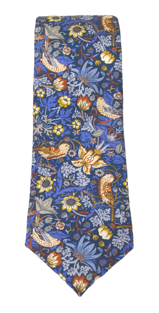 Strawberry Thief Royal Blue Silk Tie Made with Liberty Fabric Liberty
