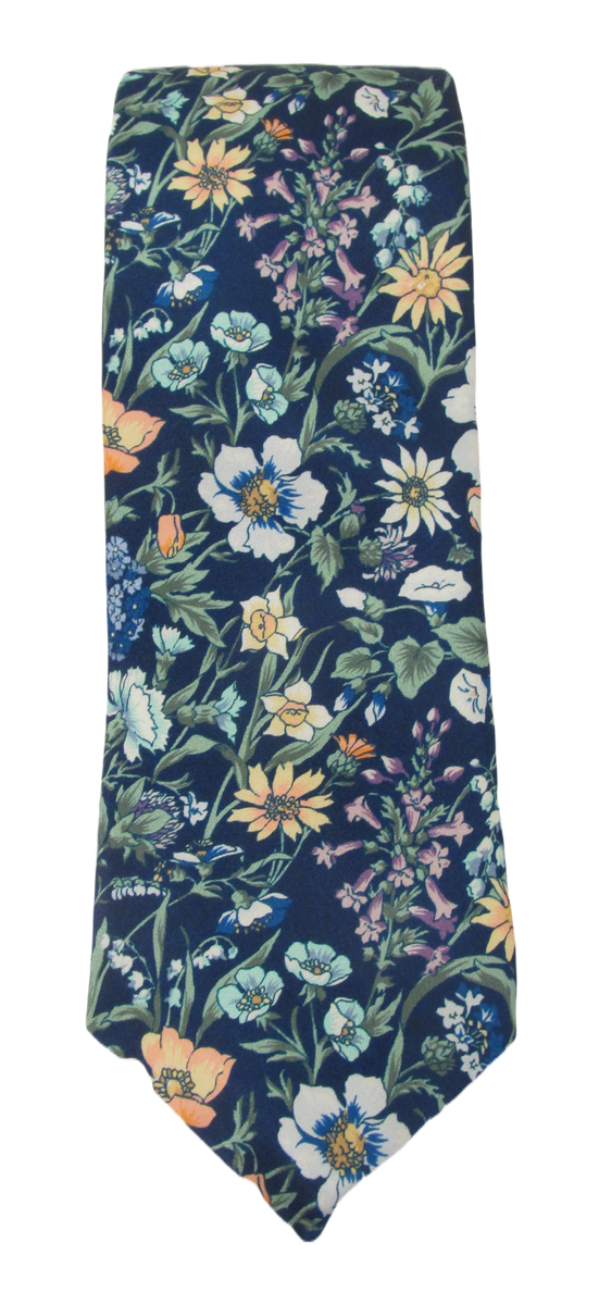 Rachel Navy Silk Tie Made with Liberty Fabric Liberty Print Tie