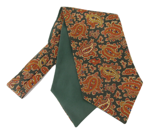 Green Large Paisley Silk Cravat by Van Buck