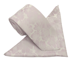 Lilac Floral Tie & Pocket Square Set by Van Buck