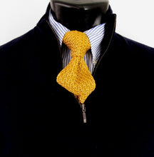 Old Gold Knitted Marl Silk Tie by Van Buck