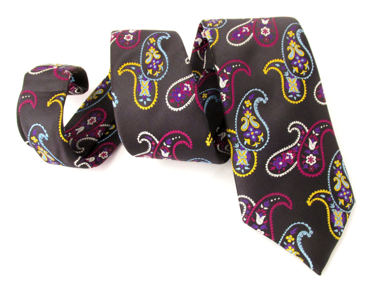 Limited Edition Black Paisley Silk Tie By Van Buck Silk Tie Van Buck Tie Van Buck England 