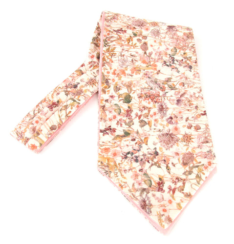 Wild Flowers Pink Cotton Cravat Made with Liberty Fabric 