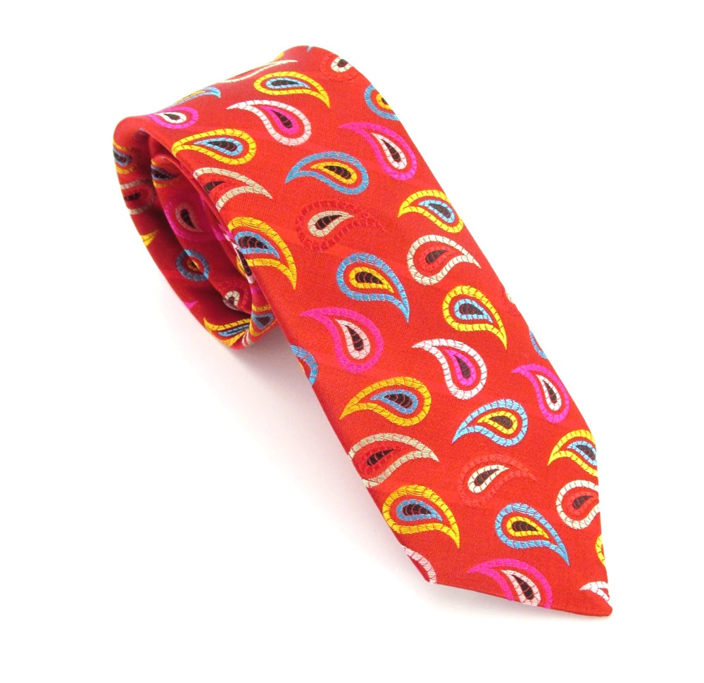 Limited Edition Red Teardrop Silk Tie Van Buck England 