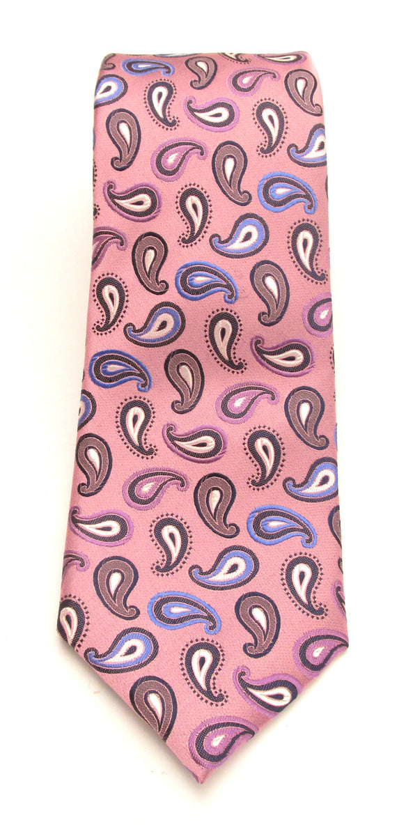 Pink Teardrop Paisley London Silk Tie By Van Buck Van Buck England 