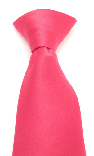 Cerise Pink Satin Clip On Tie by Van Buck