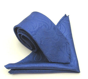 Paisley Royal Blue Silk Tie & Pocket Square Set by Van Buck