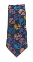 Navy & Royal Blue Skull Red Label Silk Tie by Van Buck