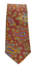 Large Burgundy Paisley Printed English Silk Tie by Van Buck