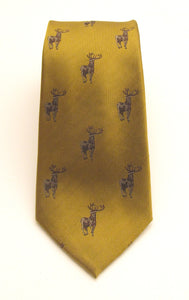 Gold Standing Stag Country Silk Tie by Van Buck