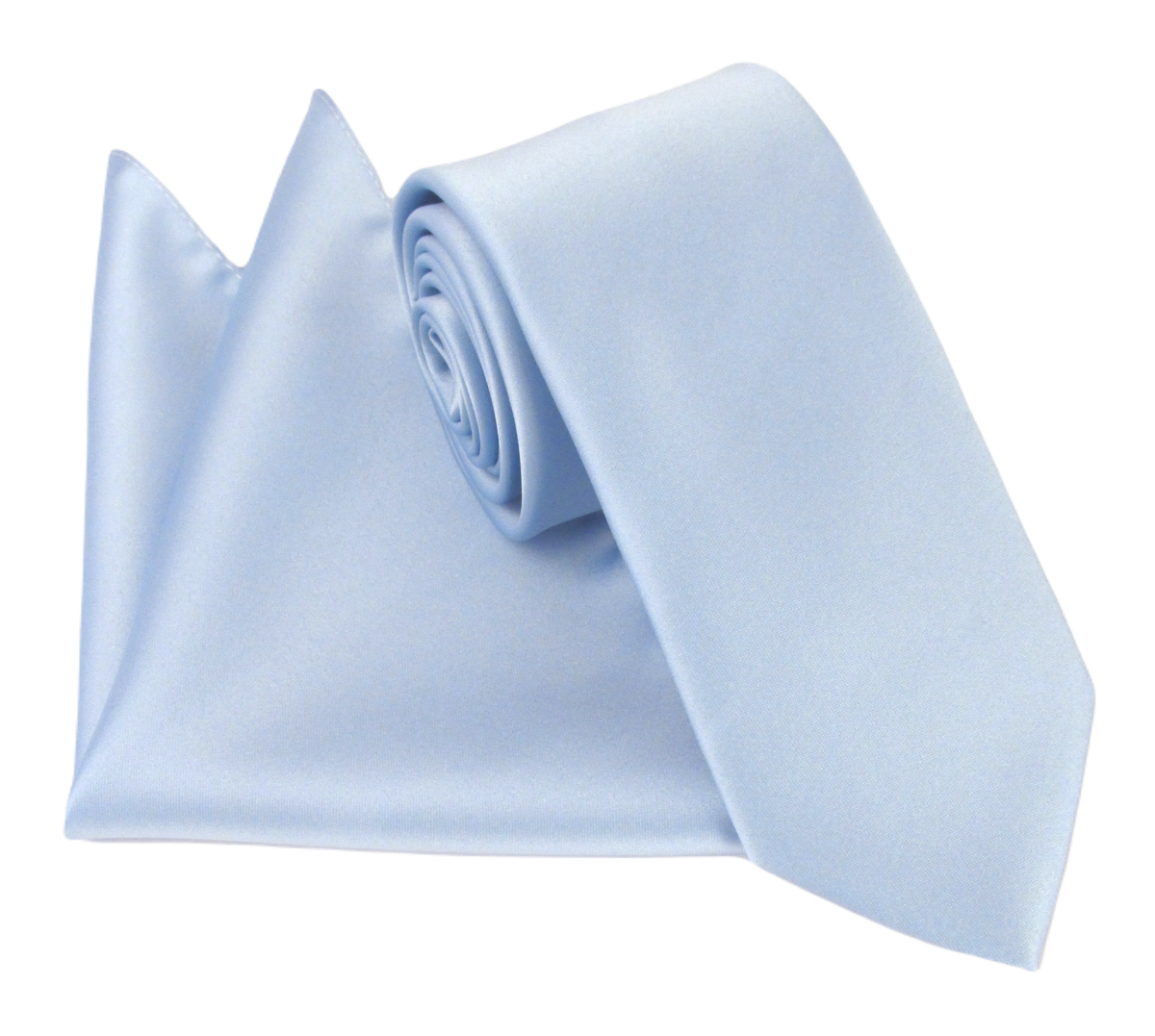 Sky Blue Satin Wedding Tie and Pocket Square Set By Van Buck Wedding