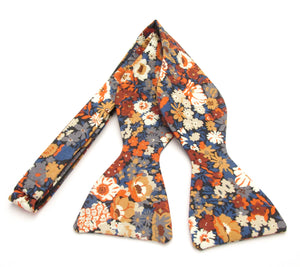 Thorpe Orange Self Tie Bow Tie Made with Liberty Fabric 