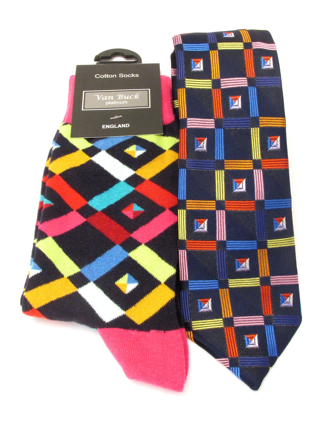 Van Buck Limited Edition Geometric Silk Tie & Socks Gift Set