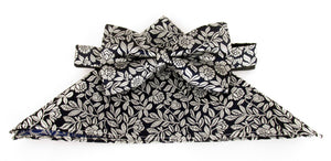 Silver Leaf Silk Bow Tie & Pocket Square Set Tie by Van Buck