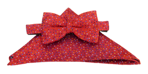 Multicoloured Red Dot Silk Bow Tie & Pocket Square Set Tie by Van Buck