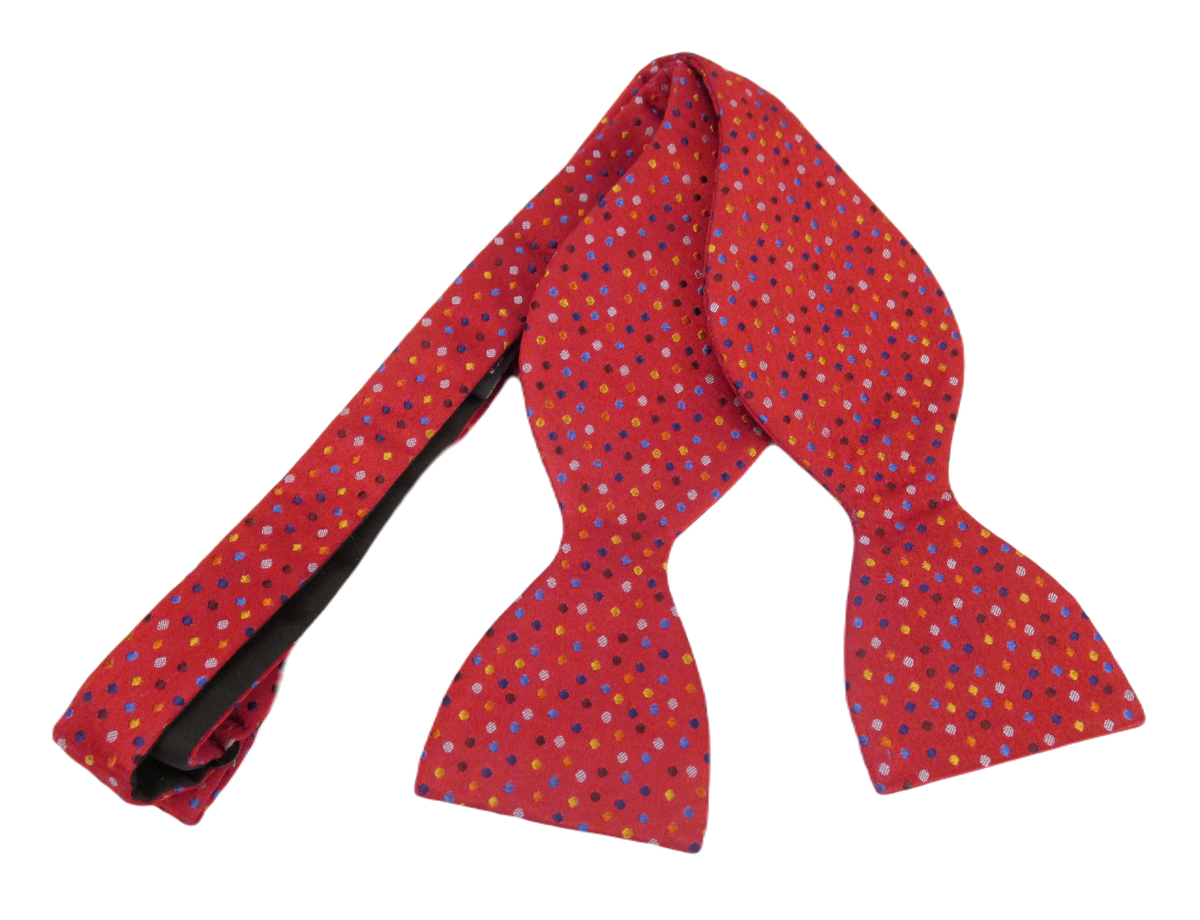 Multicoloured Red Dot SelfTied Silk Bow Tie by Van Buck Bow Tie
