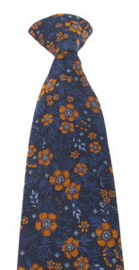 Navy & Orange floral Clip On Tie by Van Buck