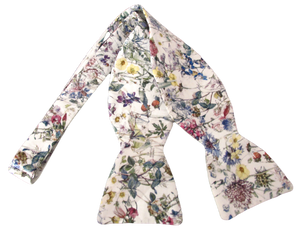 Wild Flowers Ivory Self Tie Bow Tie Made with Liberty Fabric
