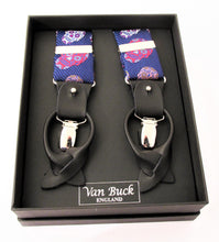 Limited Edition Navy with Orange Multicoloured Skull Silk Tie & Trouser Braces Set