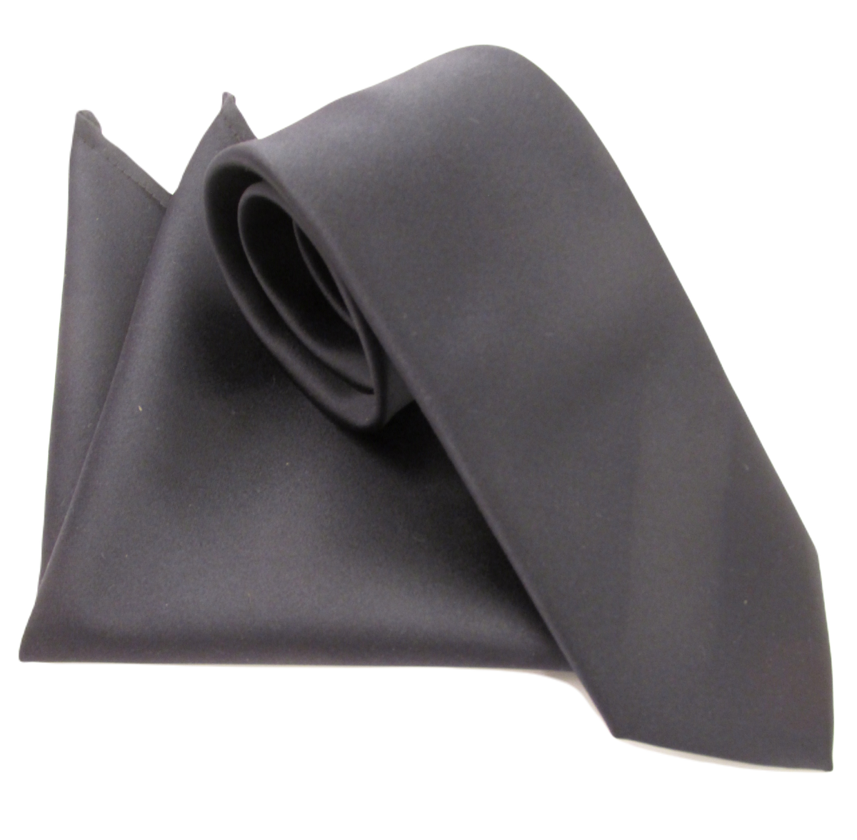 Midnight Navy Satin Wedding Tie and Pocket Square Set by Van Buck Van