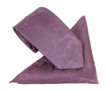 Aubergine Purple Paisley Tie & Pocket Square by Van Buck