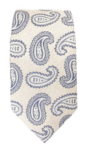 Beige Blue Light Paisley in Linen Finish Red Label Silk Tie