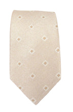 Beige Square Dot Linen Weave Red Label Silk Tie