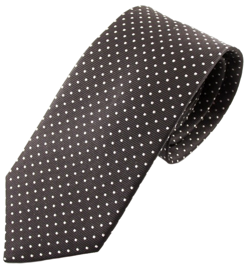 Black Silk Tie With White Pin Dots