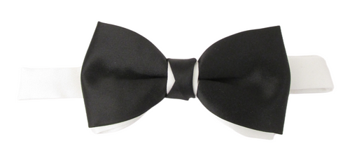 Black & White Satin Two Tone Bow Tie by Van Buck