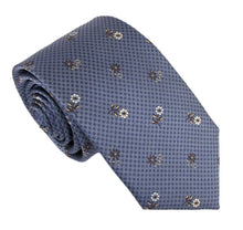 Blue Neat Chequered Flower Red Label Silk Tie by Van Buck