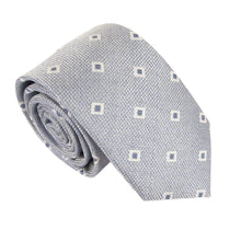 Blue Square Dot Linen Weave Red Label Silk Tie