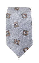 Blue Square Medallion Linen Weave Red Label Silk Tie
