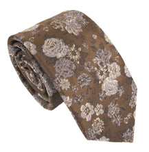 Brown Blue Floral London Silk Tie by Van Buck